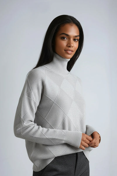 Sky | Turtleneck Sweater with Diamond Pattern
