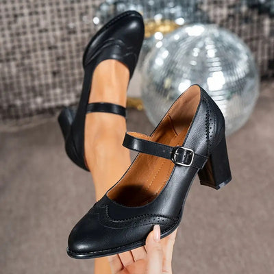 Dorka | High-Heeled Leather Shoes with Buckle